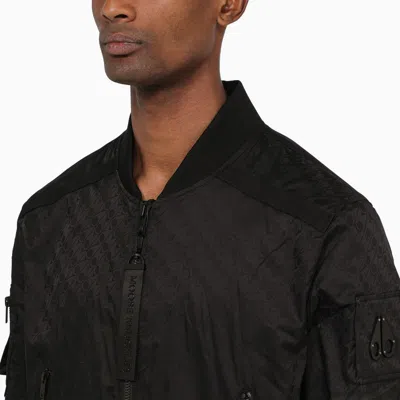 Shop Moose Knuckles Courville Bomber Jacket With All Over Logo In Black