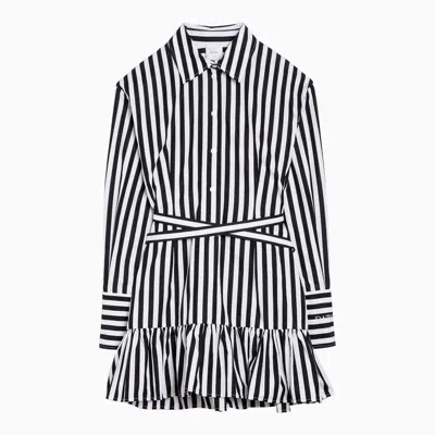 Shop Patou Black/white Striped Mini Chemisier Dress