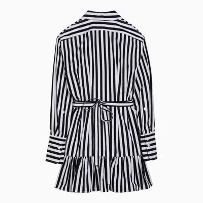 Shop Patou Black/white Striped Mini Chemisier Dress