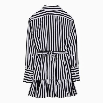 Patou Striped Cotton Mini Chemisier Dress In Black