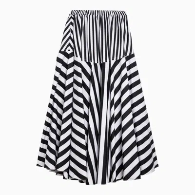 Shop Patou Striped Skirt In Black