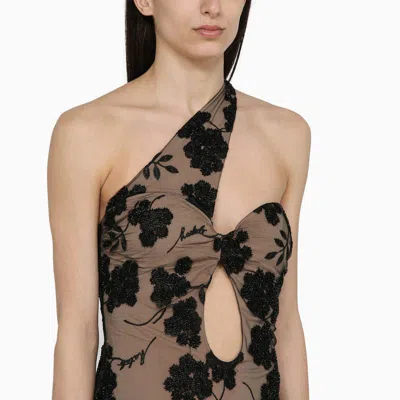 Shop Rotate Birger Christensen Midi Dress With Flowers And Beads In Print