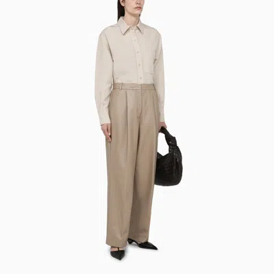 Shop Calvin Klein Linen-blend Shirt In Beige