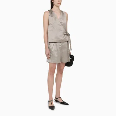 Shop Calvin Klein Sand-coloured Linen-blend Bermuda Shorts In Beige