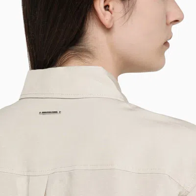 Shop Calvin Klein Linen-blend Shirt In Beige