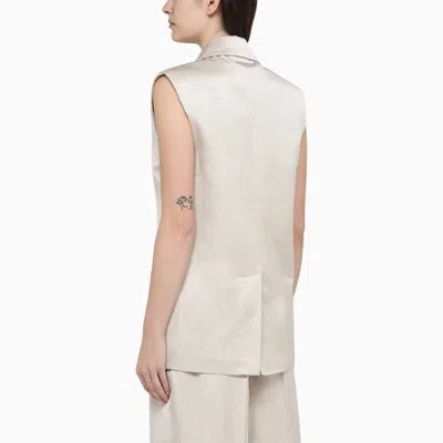 Shop Calvin Klein Single-breasted Waistcoat In Blend In Beige