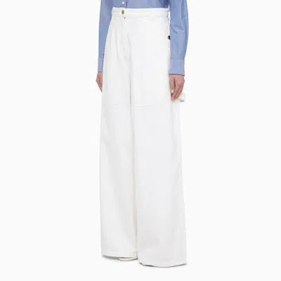 Shop Etro Wide Denim Trousers In White