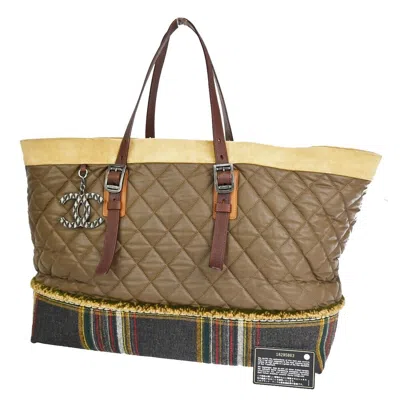 Pre-owned Chanel Matelassé Brown Canvas Tote Bag ()