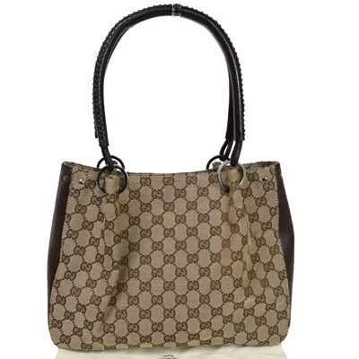 Shop Gucci Gg Pattern Brown Canvas Shopper Bag ()