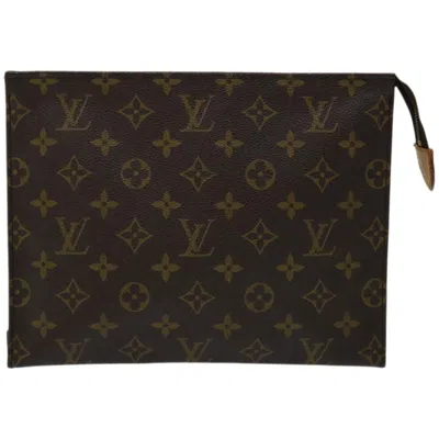 Pre-owned Louis Vuitton Poche Toilette Brown Canvas Clutch Bag ()
