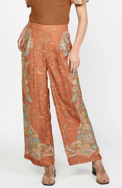 Shop Current Air Border Print Wide Pants In Brown Multi