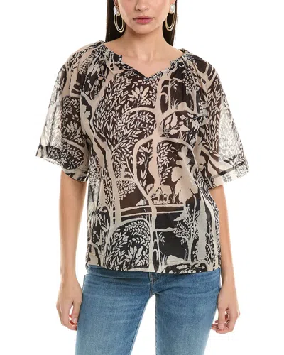 Shop Alpha Studio Semi-sheer Top In Black