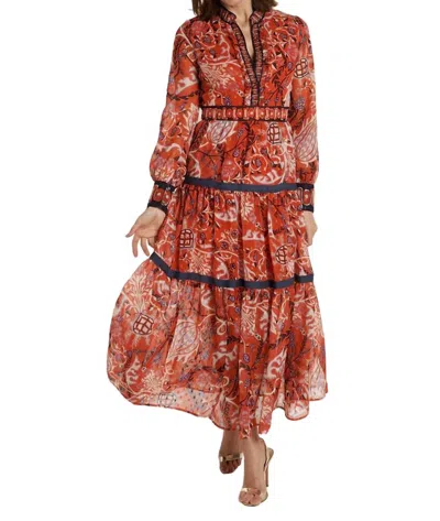 Shop Ck Bradley Annabelle Long Sleeve Maxi Dress In Frolic Fire In Multi
