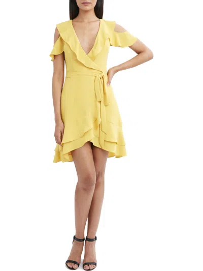 Shop Bcbgmaxazria Womens Tiered Faux Wrap Mini Dress In Multi