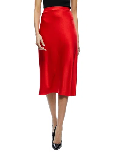 Shop Alice And Olivia Maeve Slip Skirt In Red
