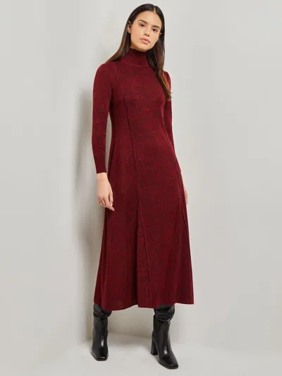Shop Misook Long Sleeve Mock Neck Knit Maxi Dress In Red