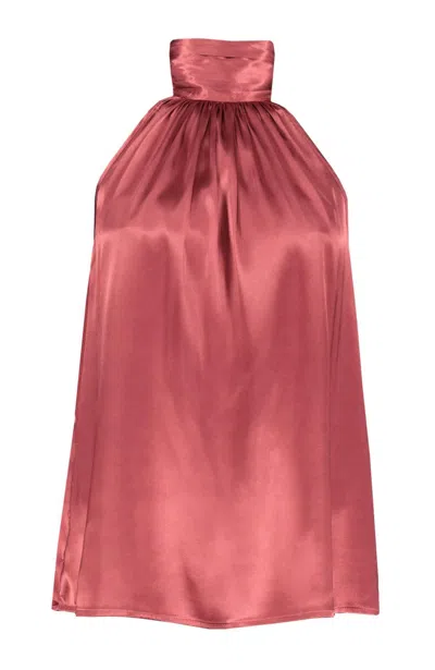 Bishop + Young Esme Tie Neck Halter Top In Rose Metallic In Multi