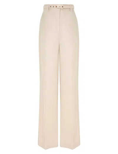 Zimmermann Matchmaker Straight-leg Linen Trousers In Beige