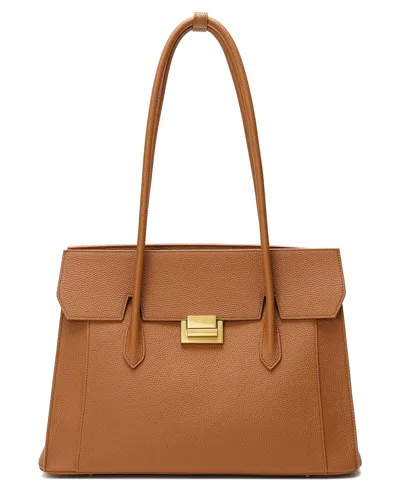 Shop Tiffany & Fred Full-grain Leather Tote In Brown