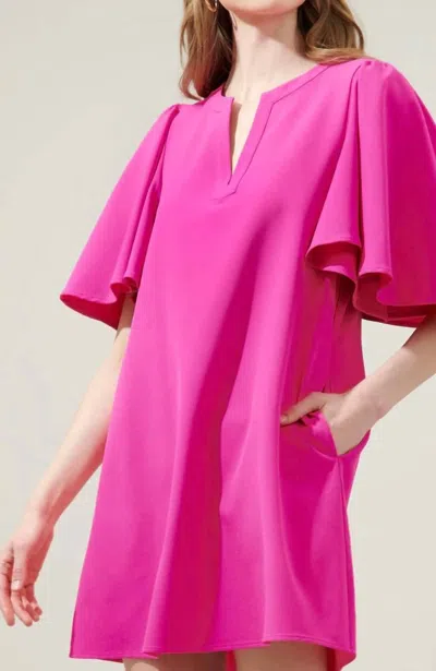 Shop Thml Flutter Bell Sleeve Dress In Pink