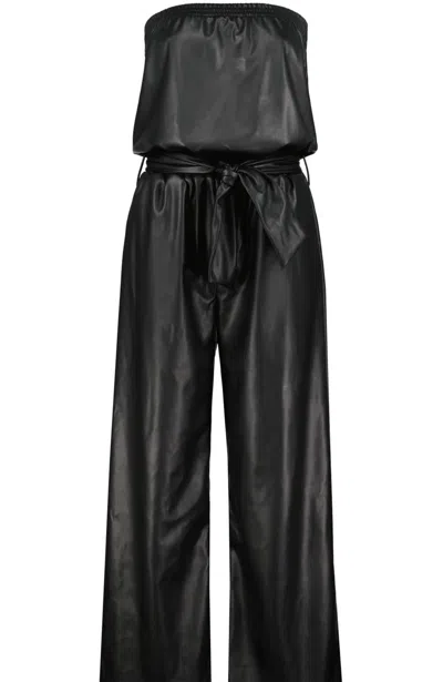 Shop Bishop + Young Glam Slam Vegan Leather Jumpsuit In Noir In Black