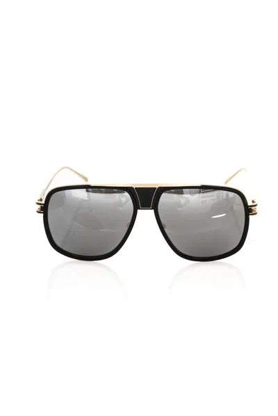 Shop Frankie Morello Elegant Shield Sunglasses With Men's Accents In Black