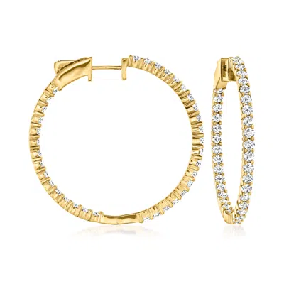 Ross-simons Diamond Inside-outside Hoop Earrings In 18kt Gold Over Sterling In White