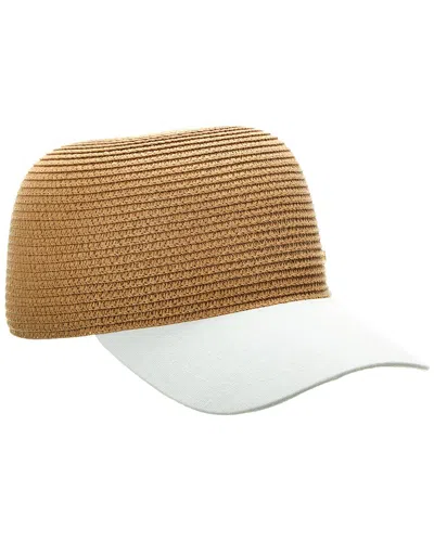 Shop Surell Accessories Paper Straw Baseball Cap In Brown