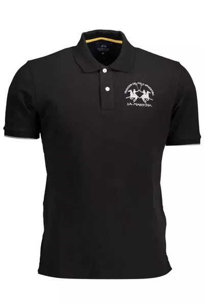 Shop La Martina Cotton Polo Men's Shirt In Black