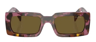 Shop Prada Pr A07s 18n01t Rectangle Sunglasses In Multi