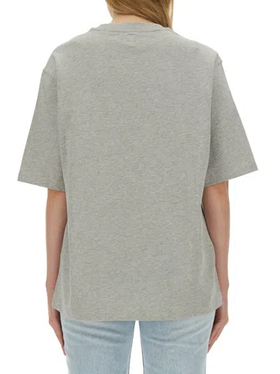 Shop Ami Alexandre Mattiussi Ami Paris T-shirt With Logo Unisex In Grey