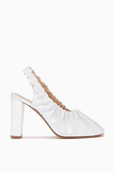 Shop Ulla Johnson Lucia Ruched High Heel In Silver