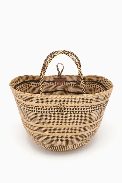 Shop Ulla Johnson Marta Large Basket Tote In Chocolate Stripe