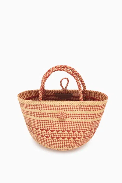 Shop Ulla Johnson Marta Small Basket Tote In Crimson Stripe