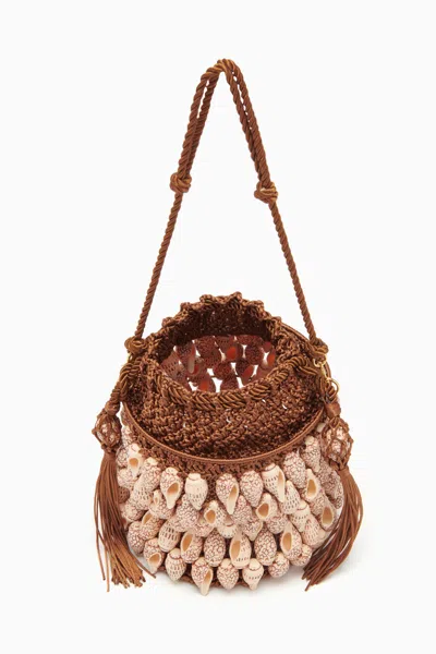 Shop Ulla Johnson Nadia Seashell Bucket Bag In Pecan Brown