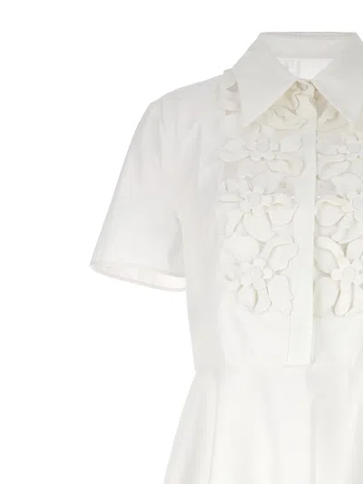 Shop Valentino Compact Popeline Dresses White