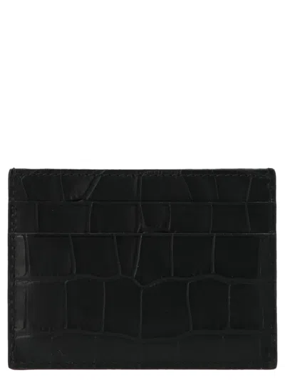 Shop Balenciaga Croc Print Leather Card Holder Wallets, Card Holders White/black