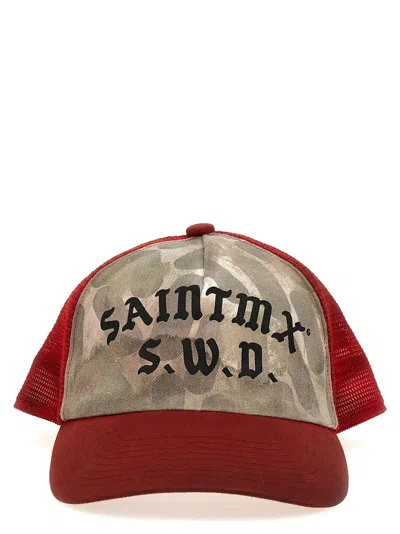 Shop Saint Mxxxxxx Logo Printed Cap Hats Red