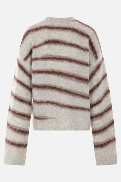 Shop Acne Studios Sweaters In Grey Melange+burgundy