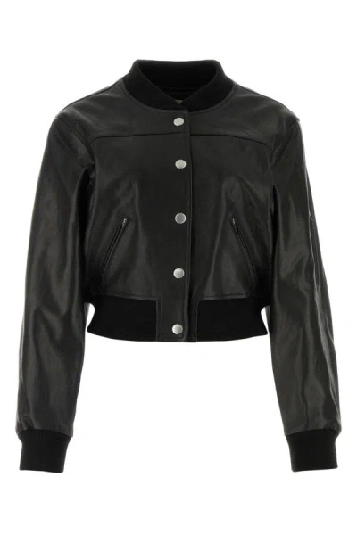 Shop Isabel Marant Woman Black Leather Adriel Bomber Jacket