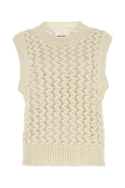 Isabel Marant Faye Zigzag Open Knit Sleeveless Sweater In White
