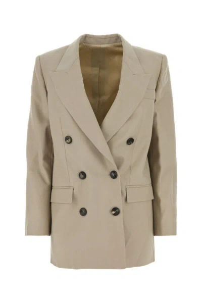 Isabel Marant Double Breasted Tailored Blazer In Brown