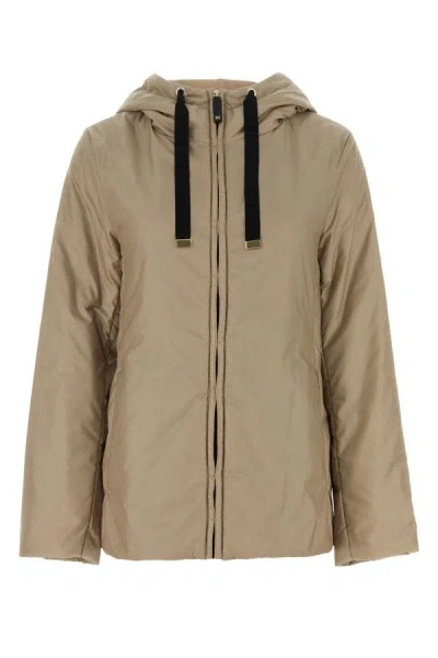 Shop Max Mara The Cube Woman Sand Polyester Greenh Padded Jacket In Brown