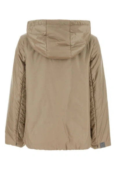Shop Max Mara The Cube Woman Sand Polyester Greenh Padded Jacket In Brown