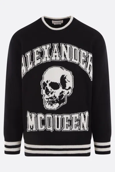 Shop Alexander Mcqueen Sweaters In Black+ivory