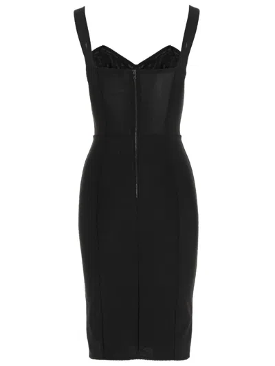 Shop Dolce & Gabbana Midi Corsetry Dress In Black