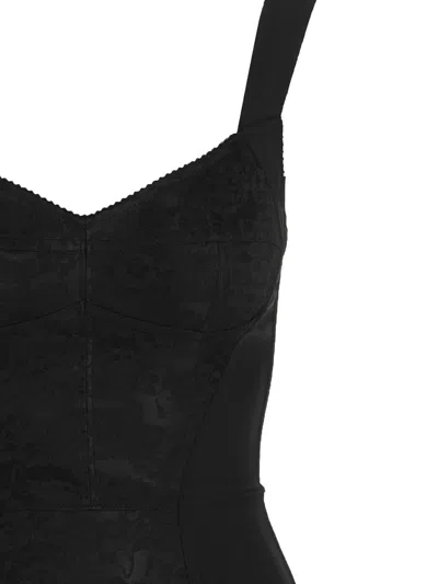 Shop Dolce & Gabbana Midi Corsetry Dress In Black