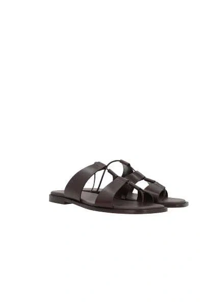 Shop Hereu Sandals In Dark Brown