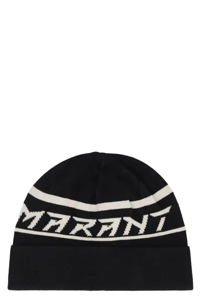 Shop Isabel Marant Cliff Logo Wool Beanie In Black