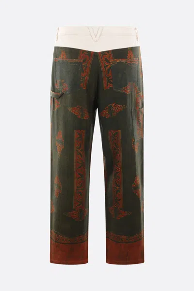 Shop Kartik Research Trousers In Ecru+emerald+orange